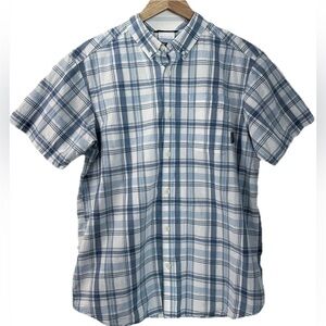 Columbia Rapid Rivers Men’s M Blue Plaid Cotton Short Sleeve Button Down Shirt